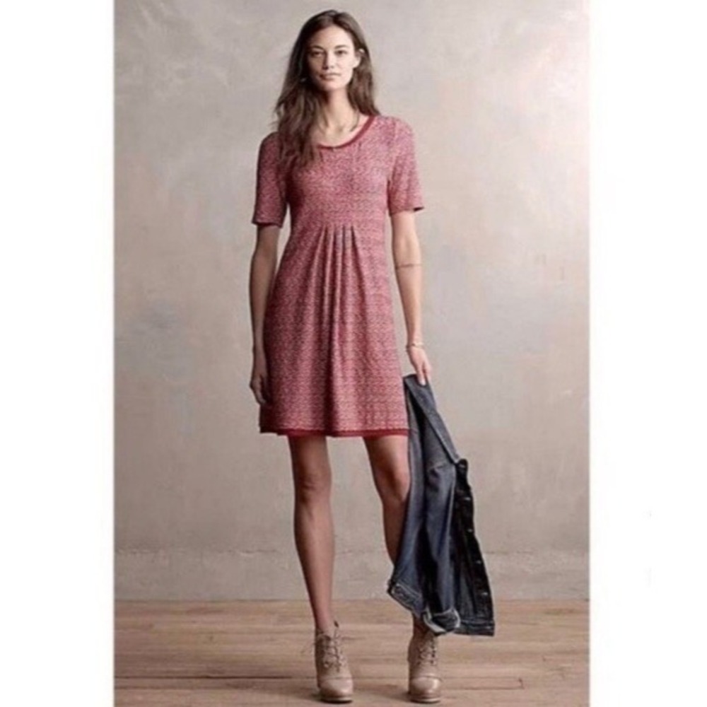 Anthropologie Pink Textured Mini Dress